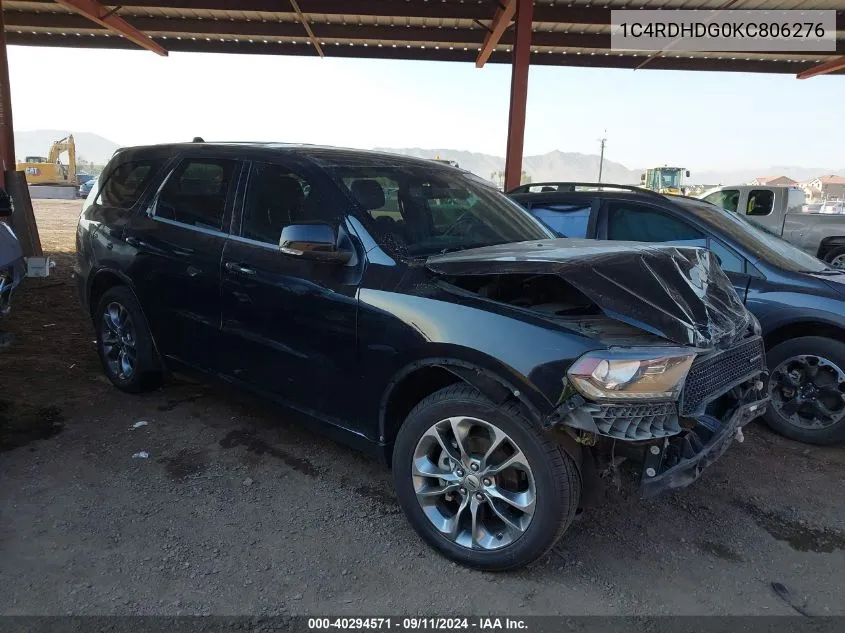 2019 Dodge Durango Gt VIN: 1C4RDHDG0KC806276 Lot: 40294571