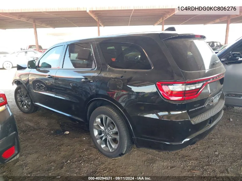 1C4RDHDG0KC806276 2019 Dodge Durango Gt