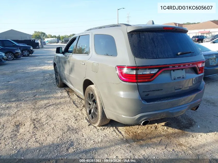 2019 Dodge Durango Gt Plus Awd VIN: 1C4RDJDG1KC605607 Lot: 40381363