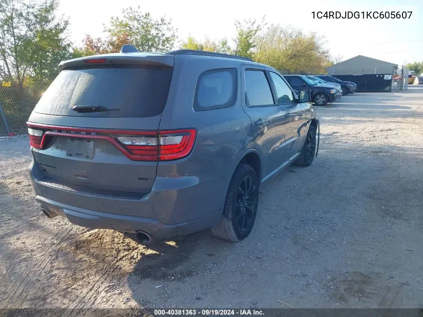 1C4RDJDG1KC605607 2019 Dodge Durango Gt Plus Awd