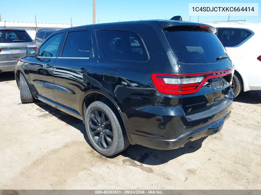 2019 Dodge Durango R/T Awd VIN: 1C4SDJCTXKC664414 Lot: 40383831