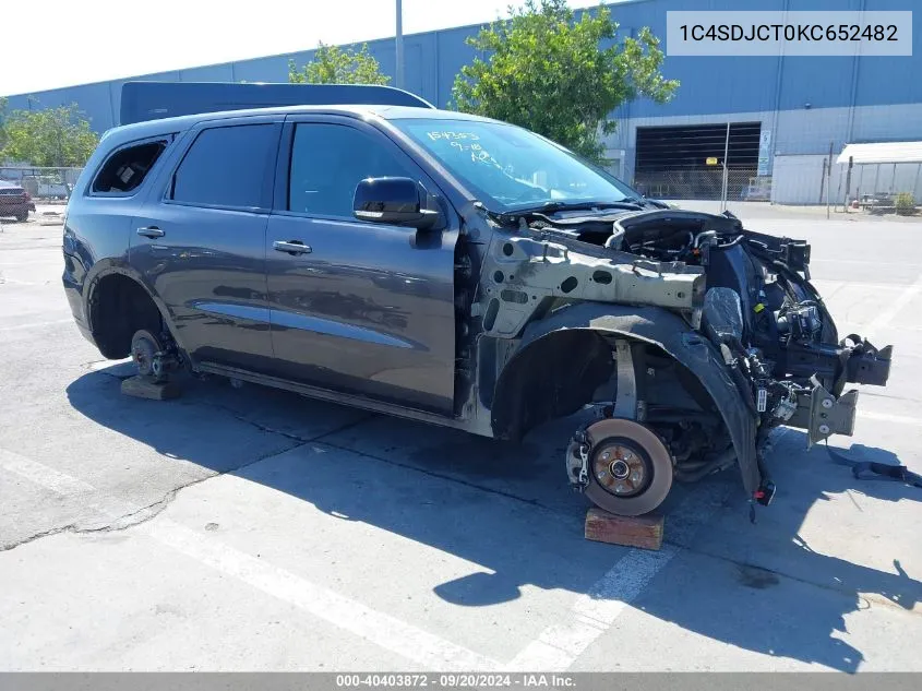 2019 Dodge Durango R/T Awd VIN: 1C4SDJCT0KC652482 Lot: 40403872