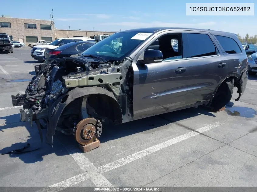 2019 Dodge Durango R/T Awd VIN: 1C4SDJCT0KC652482 Lot: 40403872