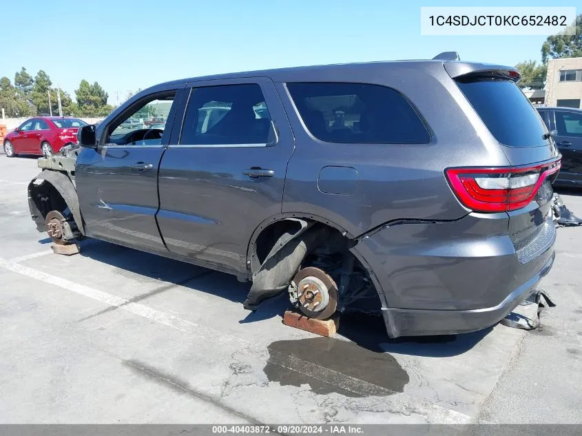 2019 Dodge Durango R/T Awd VIN: 1C4SDJCT0KC652482 Lot: 40403872