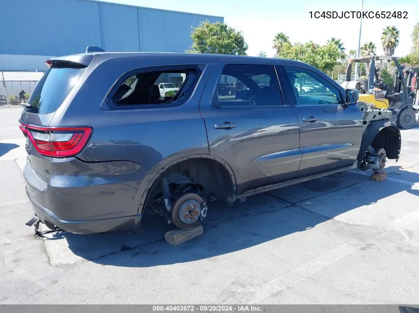 2019 Dodge Durango R/T Awd VIN: 1C4SDJCT0KC652482 Lot: 40403872