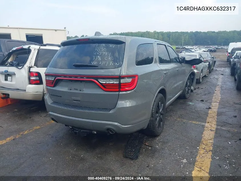 1C4RDHAGXKC632317 2019 Dodge Durango Sxt