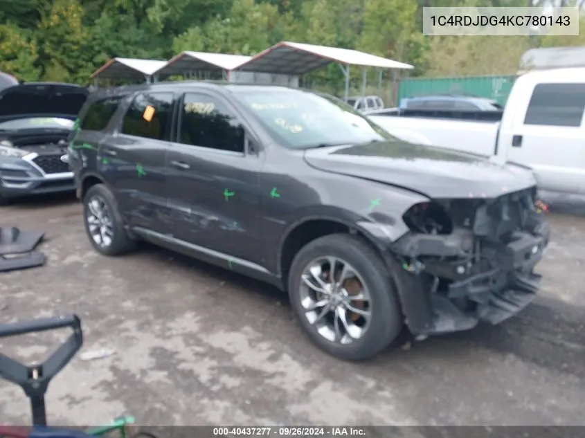 1C4RDJDG4KC780143 2019 Dodge Durango Gt