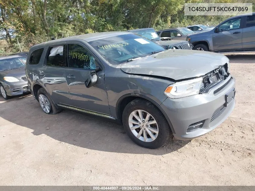 2019 Dodge Durango Ssv/Enforcer/Pursuit VIN: 1C4SDJFT5KC647869 Lot: 40444907