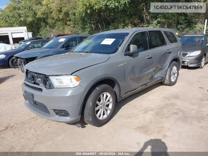 2019 Dodge Durango Ssv/Enforcer/Pursuit VIN: 1C4SDJFT5KC647869 Lot: 40444907