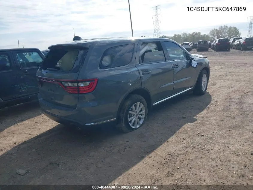 2019 Dodge Durango Ssv/Enforcer/Pursuit VIN: 1C4SDJFT5KC647869 Lot: 40444907