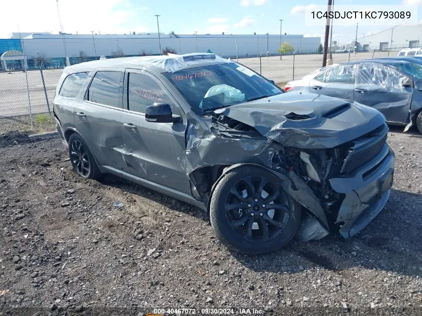 2019 Dodge Durango R/T Awd VIN: 1C4SDJCT1KC793089 Lot: 40467072