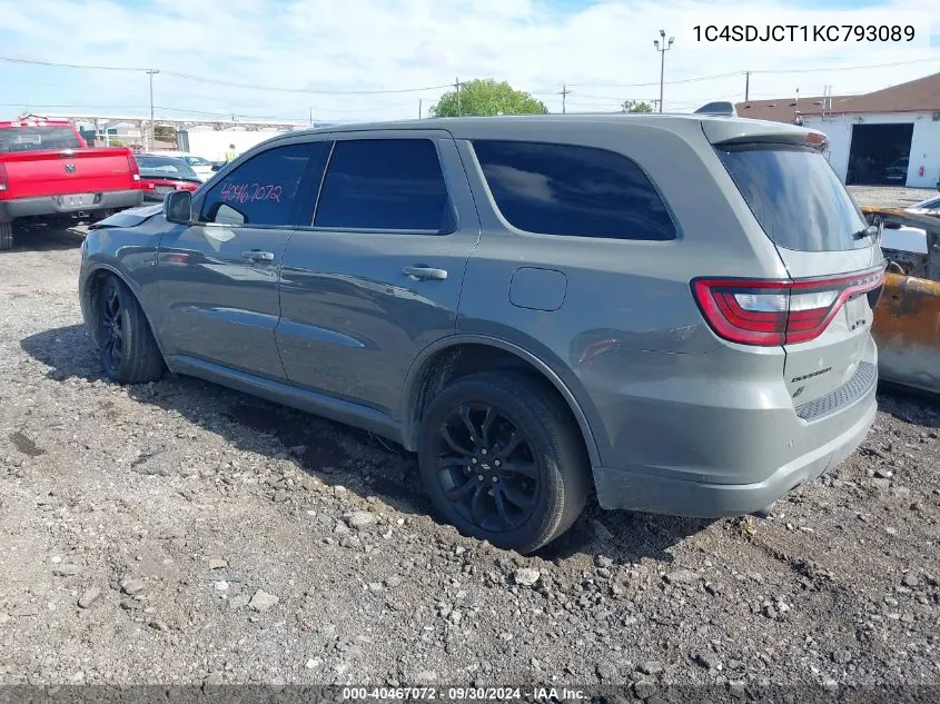 1C4SDJCT1KC793089 2019 Dodge Durango R/T Awd