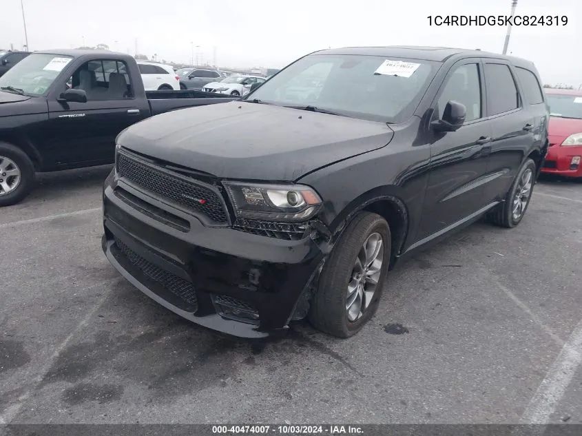 2019 Dodge Durango Gt Plus Rwd VIN: 1C4RDHDG5KC824319 Lot: 40474007