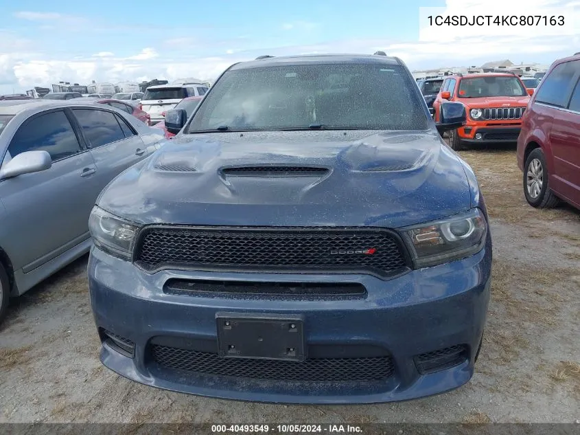 2019 Dodge Durango R/T VIN: 1C4SDJCT4KC807163 Lot: 40493549