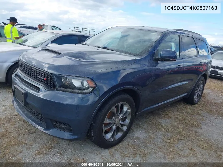 2019 Dodge Durango R/T VIN: 1C4SDJCT4KC807163 Lot: 40493549