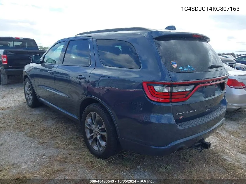 1C4SDJCT4KC807163 2019 Dodge Durango R/T