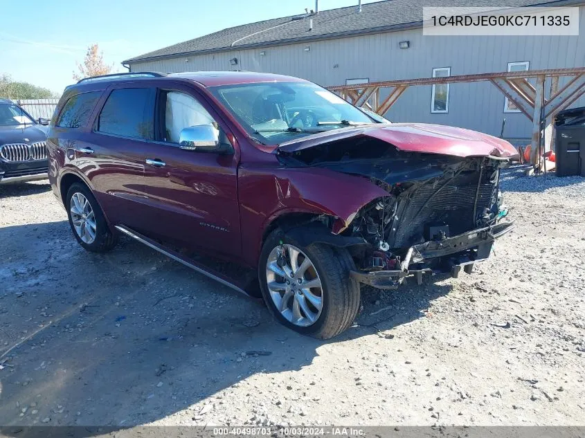 1C4RDJEG0KC711335 2019 Dodge Durango Citadel Awd