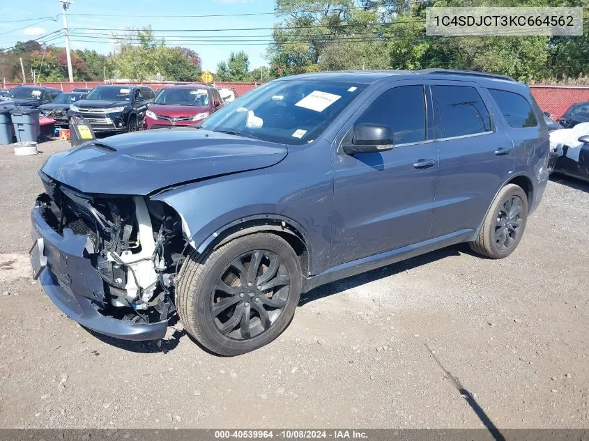 2019 Dodge Durango R/T Awd VIN: 1C4SDJCT3KC664562 Lot: 40539964