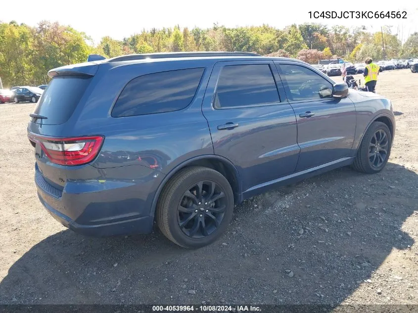 2019 Dodge Durango R/T Awd VIN: 1C4SDJCT3KC664562 Lot: 40539964