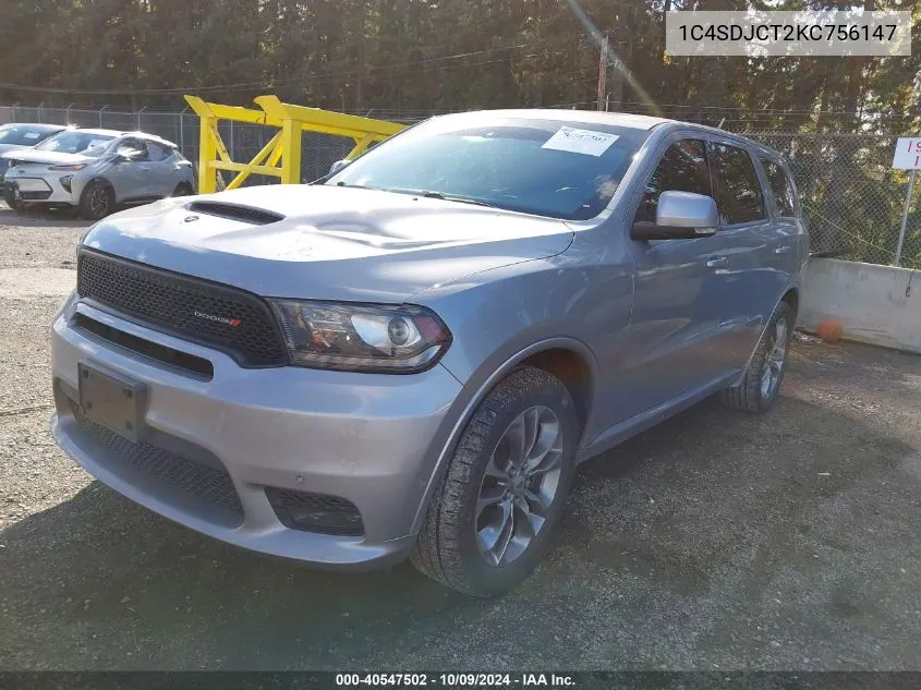 2019 Dodge Durango R/T VIN: 1C4SDJCT2KC756147 Lot: 40547502