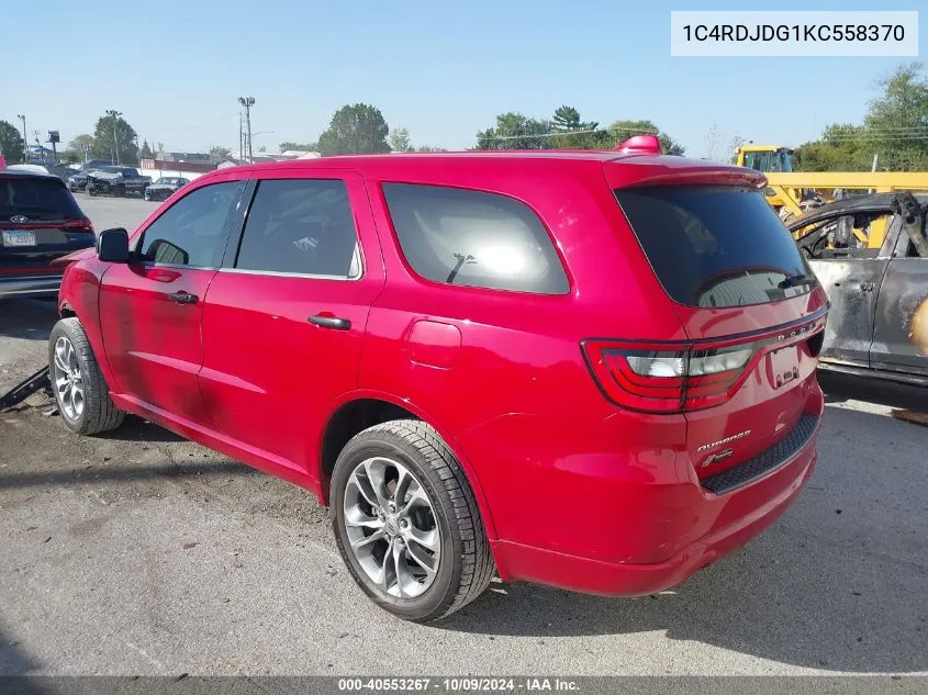 2019 Dodge Durango Gt VIN: 1C4RDJDG1KC558370 Lot: 40553267