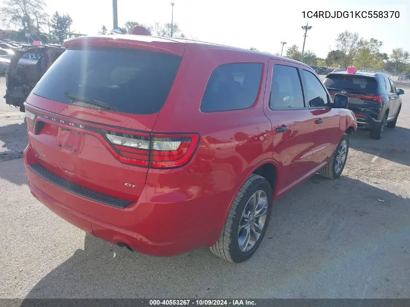 2019 Dodge Durango Gt VIN: 1C4RDJDG1KC558370 Lot: 40553267