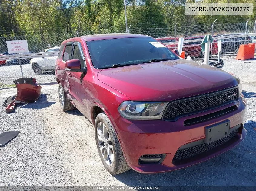 2019 Dodge Durango Gt Plus Awd VIN: 1C4RDJDG7KC780279 Lot: 40557997