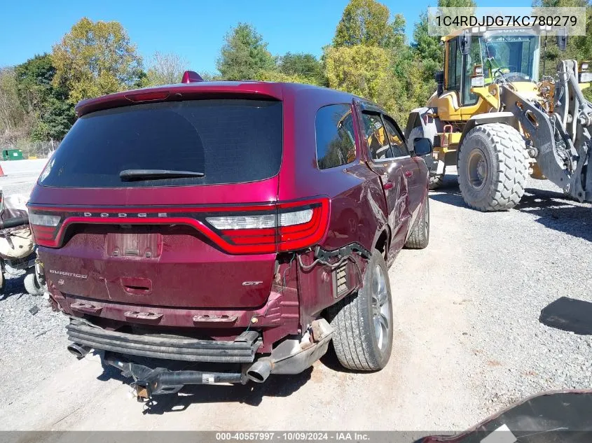 2019 Dodge Durango Gt Plus Awd VIN: 1C4RDJDG7KC780279 Lot: 40557997