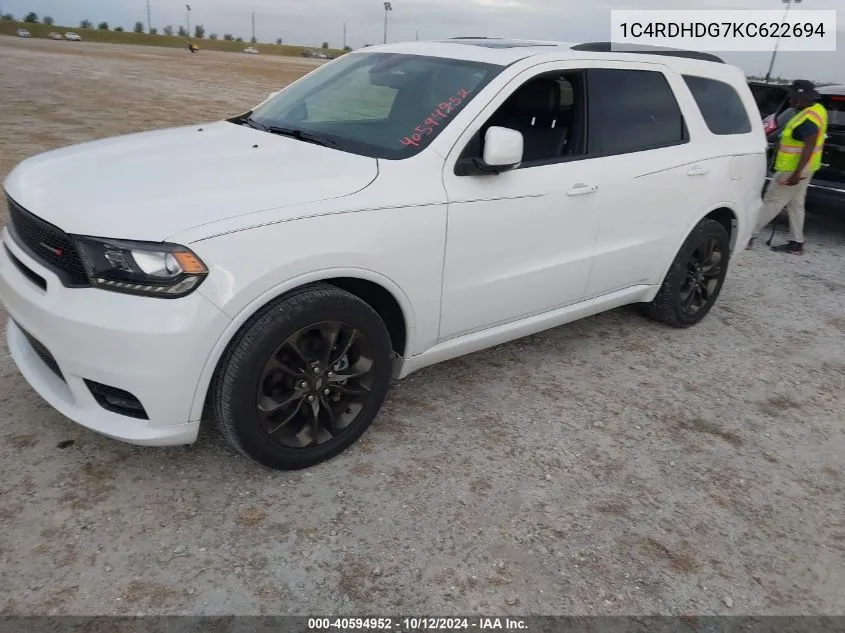 2019 Dodge Durango Gt Plus Rwd VIN: 1C4RDHDG7KC622694 Lot: 40594952