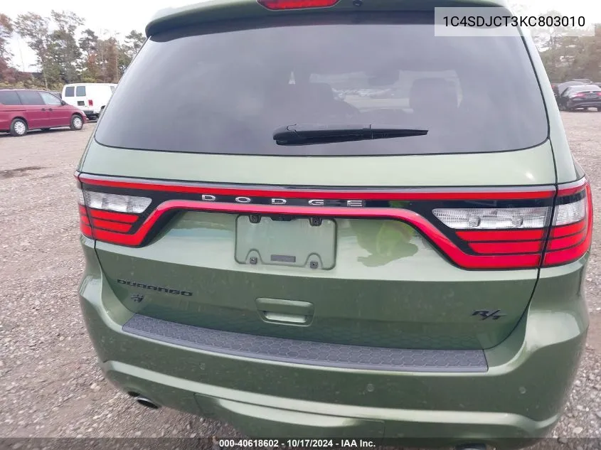 2019 Dodge Durango R/T Awd VIN: 1C4SDJCT3KC803010 Lot: 40618602