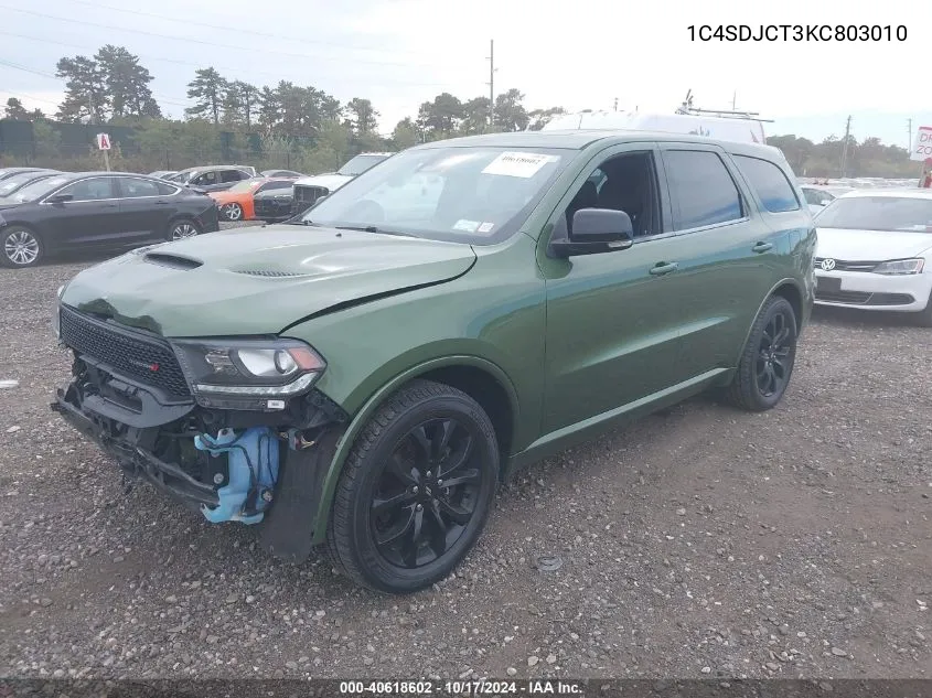 2019 Dodge Durango R/T Awd VIN: 1C4SDJCT3KC803010 Lot: 40618602