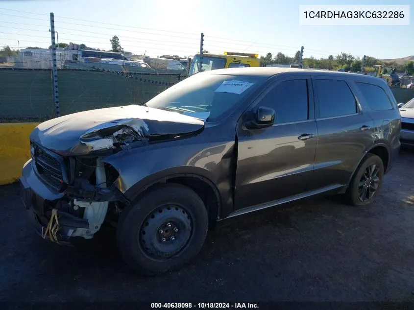 1C4RDHAG3KC632286 2019 Dodge Durango Sxt Plus Rwd