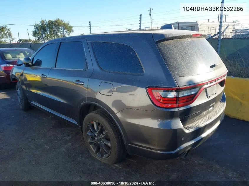 1C4RDHAG3KC632286 2019 Dodge Durango Sxt Plus Rwd