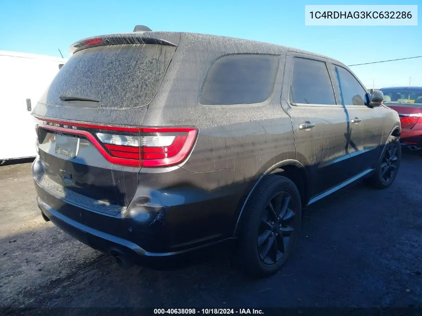 1C4RDHAG3KC632286 2019 Dodge Durango Sxt Plus Rwd