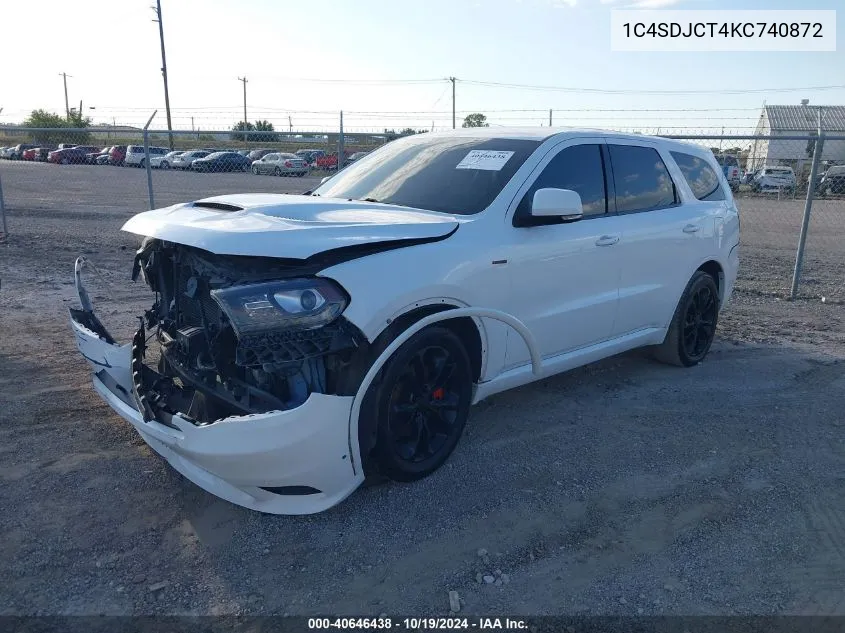 1C4SDJCT4KC740872 2019 Dodge Durango R/T Awd