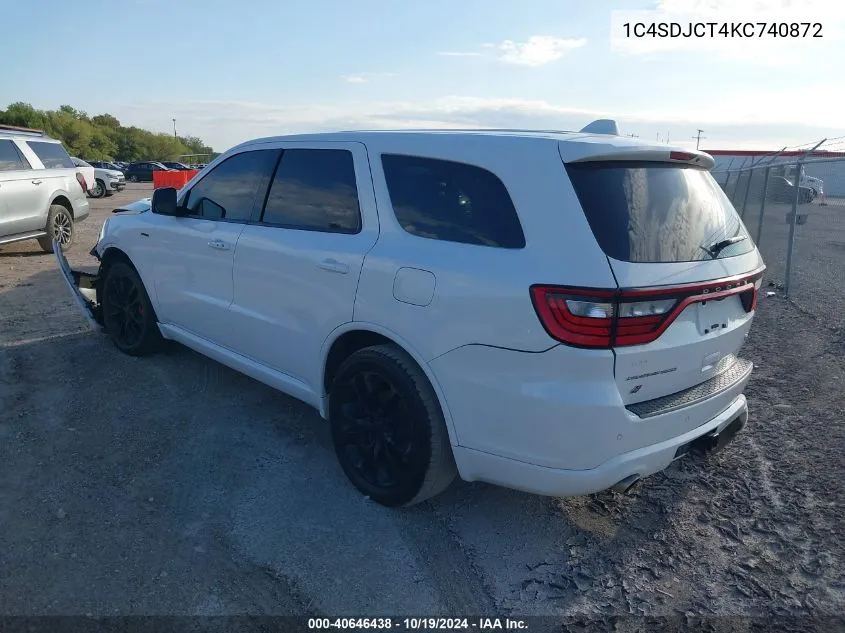 2019 Dodge Durango R/T Awd VIN: 1C4SDJCT4KC740872 Lot: 40646438