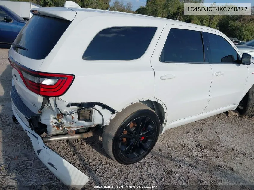 2019 Dodge Durango R/T Awd VIN: 1C4SDJCT4KC740872 Lot: 40646438