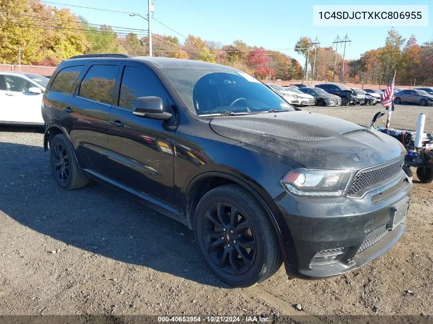 2019 Dodge Durango R/T Awd VIN: 1C4SDJCTXKC806955 Lot: 40653954