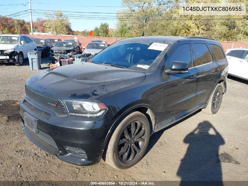 2019 Dodge Durango R/T Awd VIN: 1C4SDJCTXKC806955 Lot: 40653954