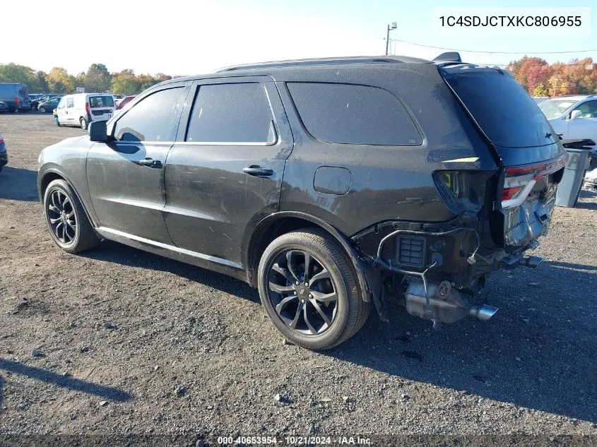 2019 Dodge Durango R/T Awd VIN: 1C4SDJCTXKC806955 Lot: 40653954