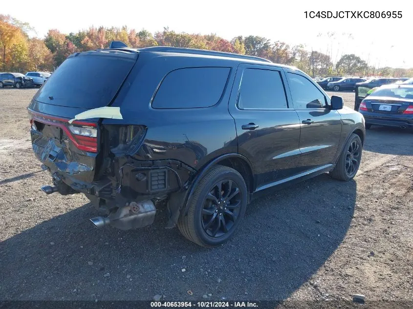 2019 Dodge Durango R/T Awd VIN: 1C4SDJCTXKC806955 Lot: 40653954