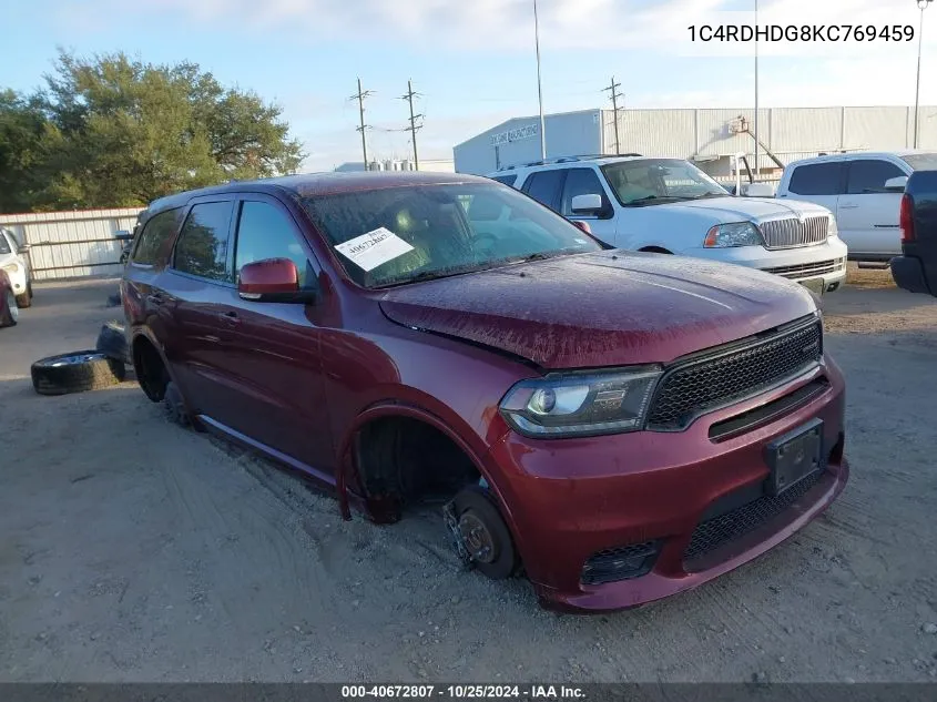 2019 Dodge Durango Gt Plus Rwd VIN: 1C4RDHDG8KC769459 Lot: 40672807