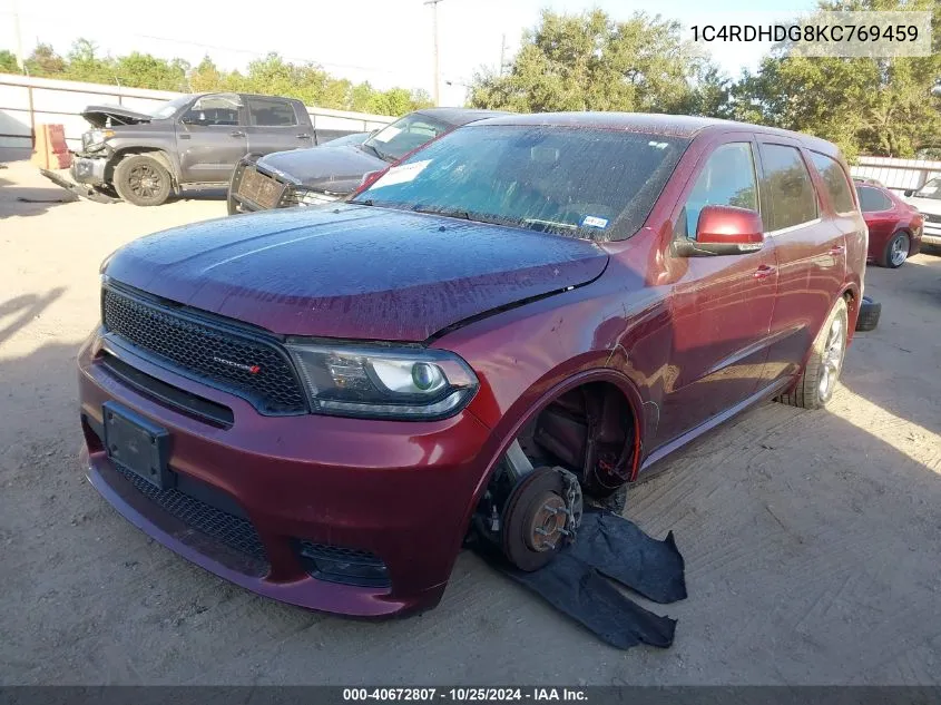 1C4RDHDG8KC769459 2019 Dodge Durango Gt Plus Rwd