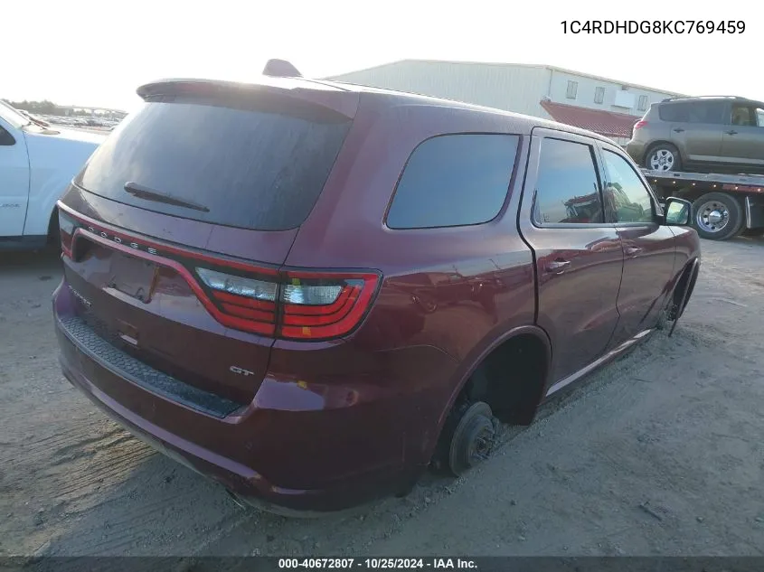 1C4RDHDG8KC769459 2019 Dodge Durango Gt Plus Rwd