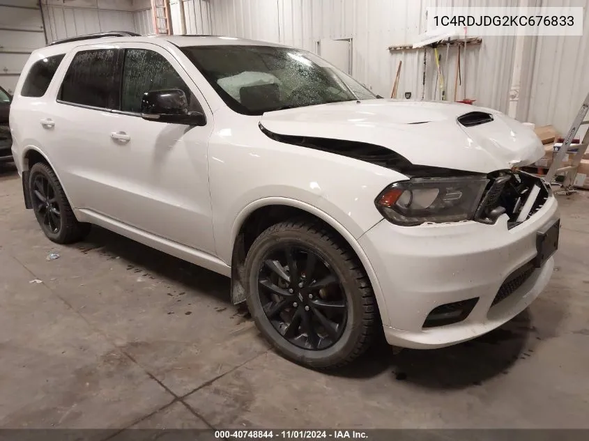 2019 Dodge Durango Gt Plus Awd VIN: 1C4RDJDG2KC676833 Lot: 40748844