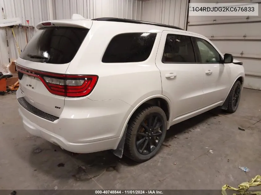 2019 Dodge Durango Gt Plus Awd VIN: 1C4RDJDG2KC676833 Lot: 40748844