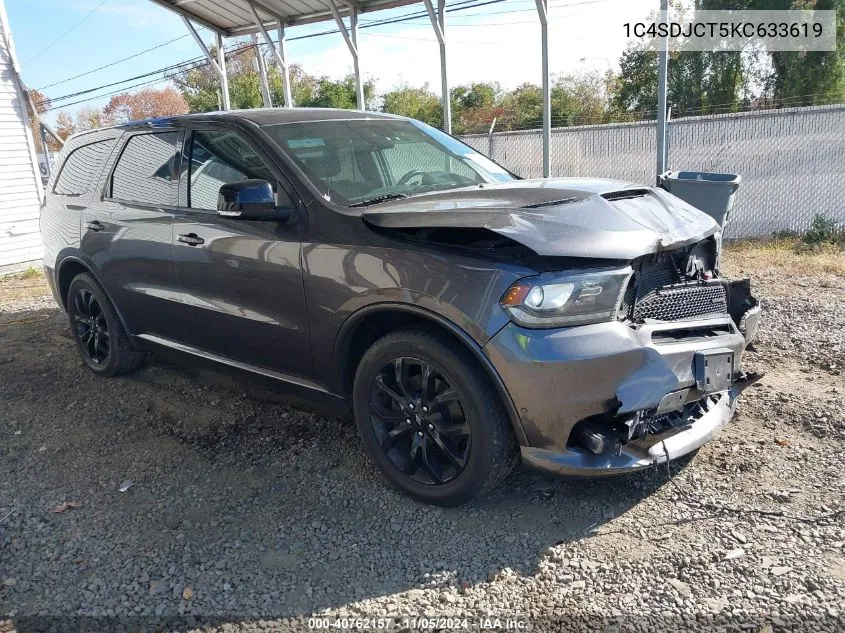 2019 Dodge Durango R/T Awd VIN: 1C4SDJCT5KC633619 Lot: 40762157