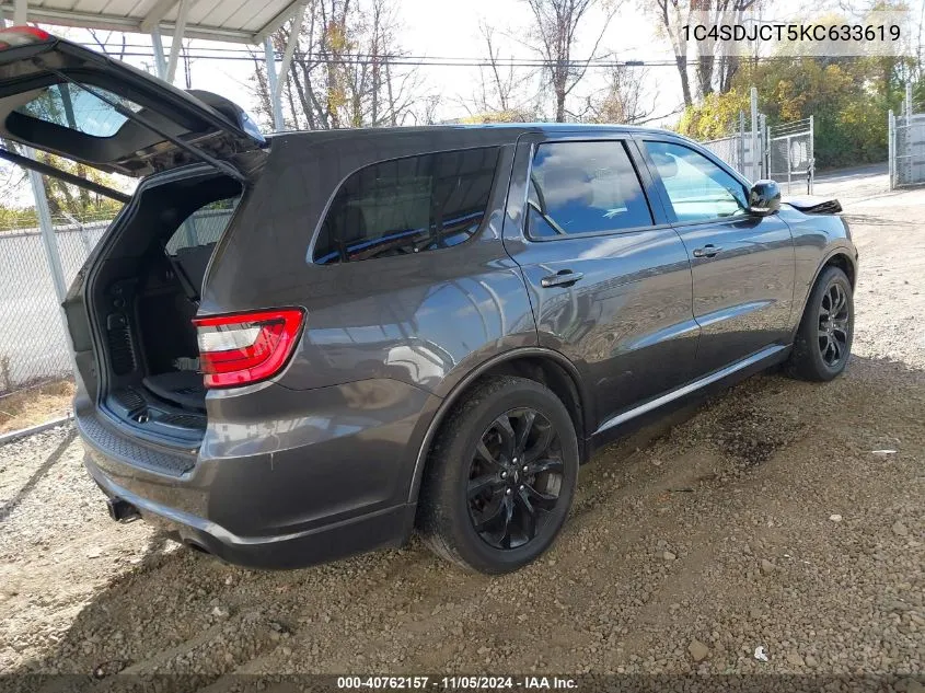 2019 Dodge Durango R/T Awd VIN: 1C4SDJCT5KC633619 Lot: 40762157