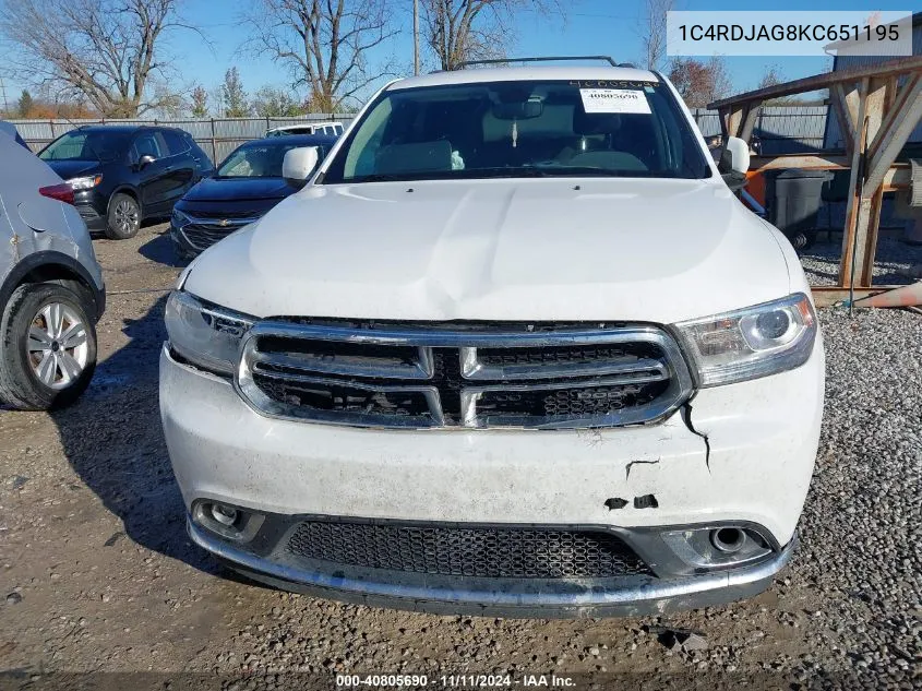 1C4RDJAG8KC651195 2019 Dodge Durango Sxt Awd