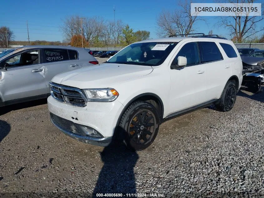 1C4RDJAG8KC651195 2019 Dodge Durango Sxt Awd